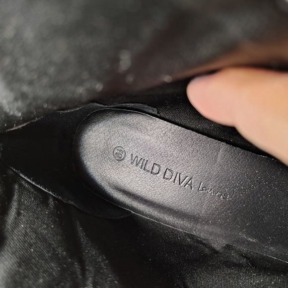 Wild Diva Black Heeled Boots with Edgy Studs - Picture 6 of 7